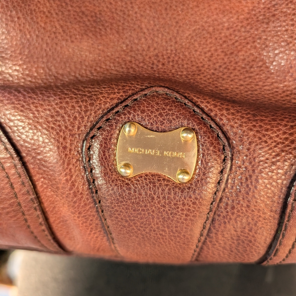 Michael Kors Brown Pebbled Leather Shoulder Bag - Picture 2 of 11